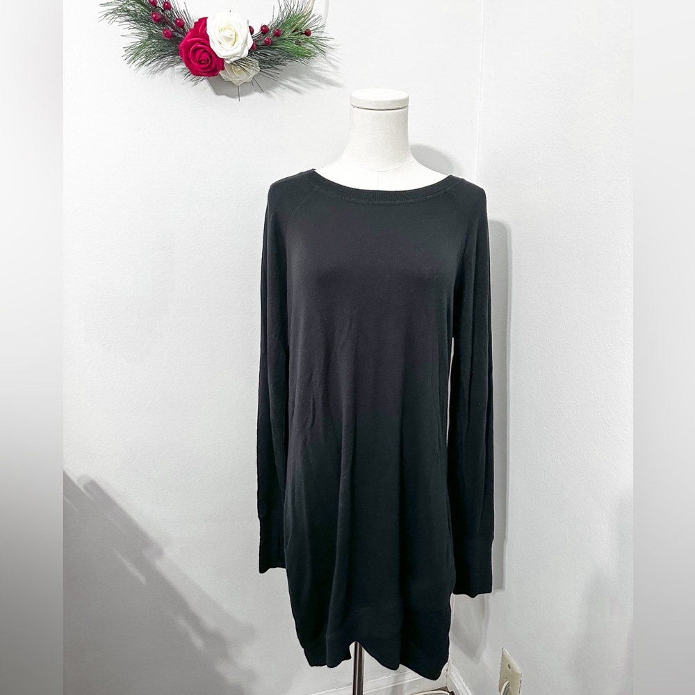 Athleta Black Long Sleeve Dress Sweatshirt Tunic Modal sz Small